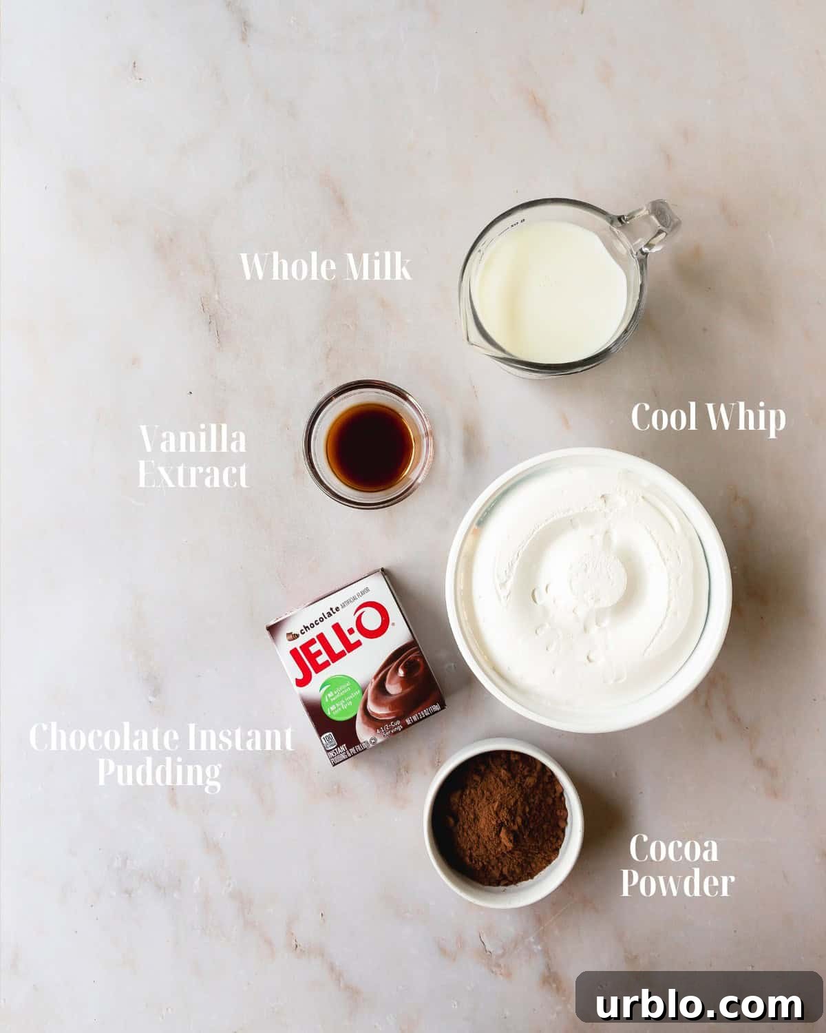 Ingredients for chocolate cool whip