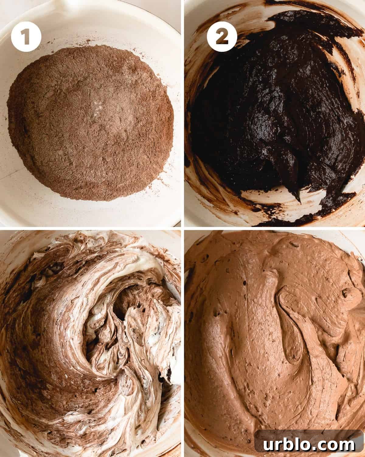 Mixing chocolate pudding and Cool Whip