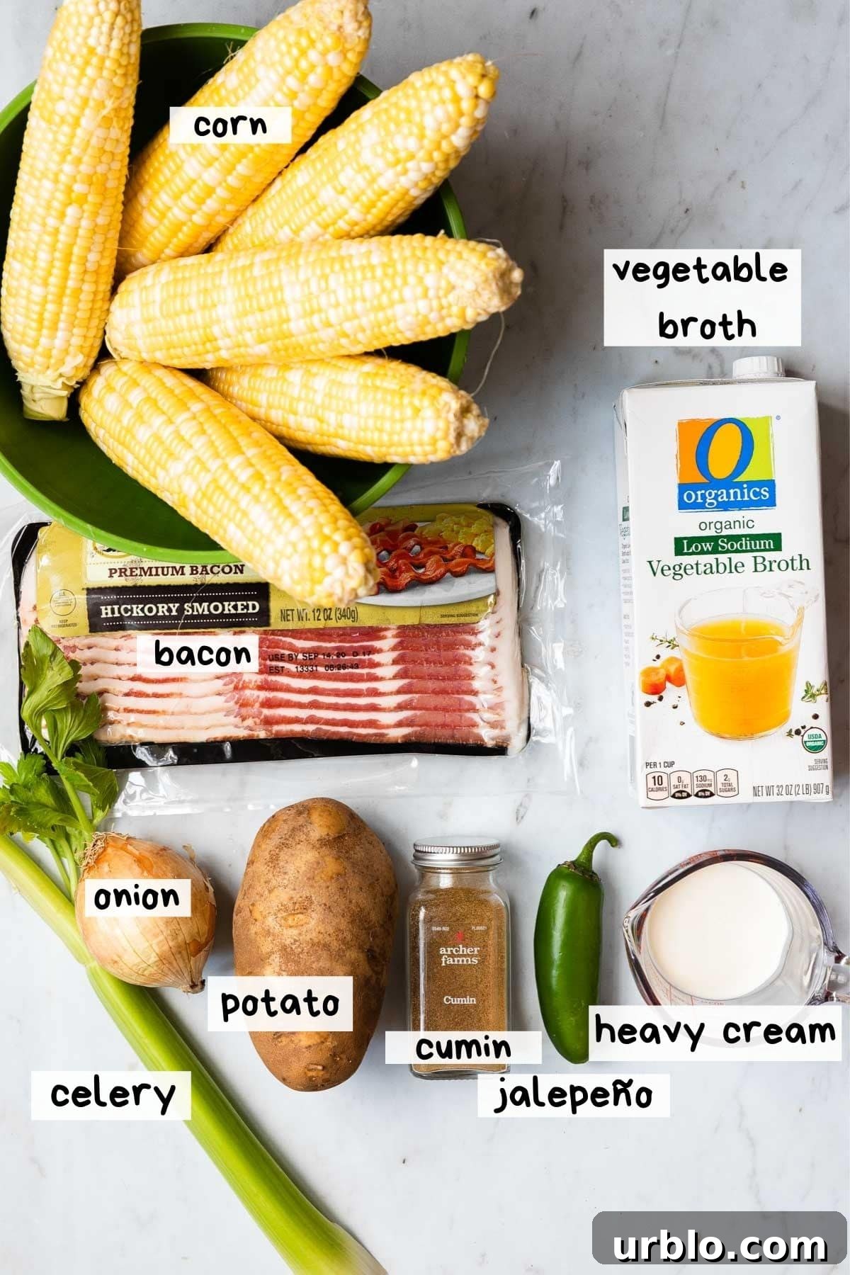 Ingredients for corn chowder