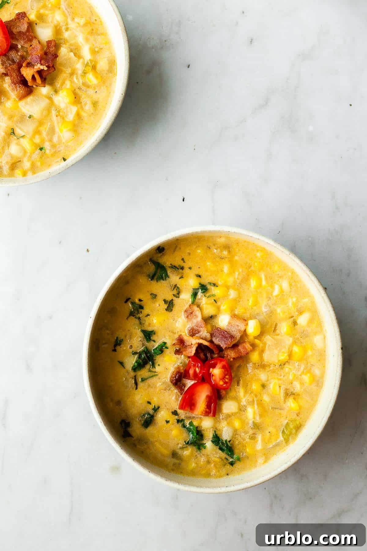 Bowl of corn chowder