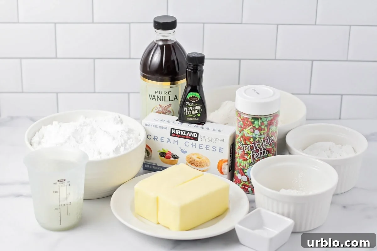 Ingredients for drop sugar cookies on a kitchen counter.
