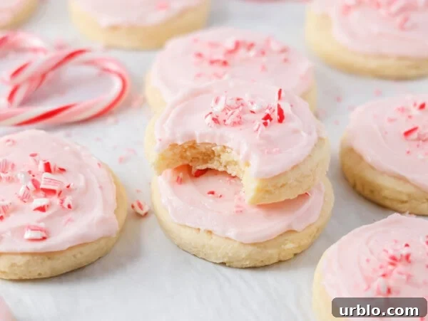 Frosted peppermint sugar cookies.