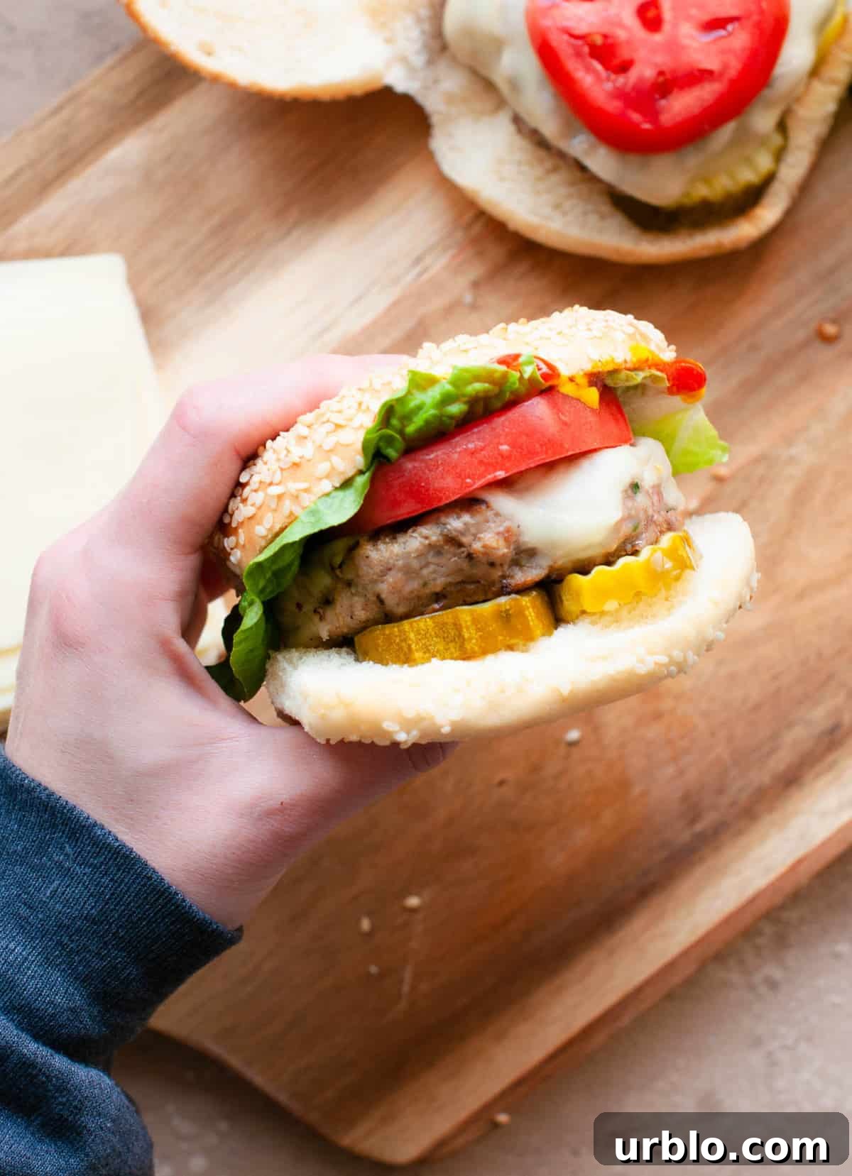 Juicy Turkey Burger Recipe with Simple Ingredients and Tips 2 holding a turkey burger