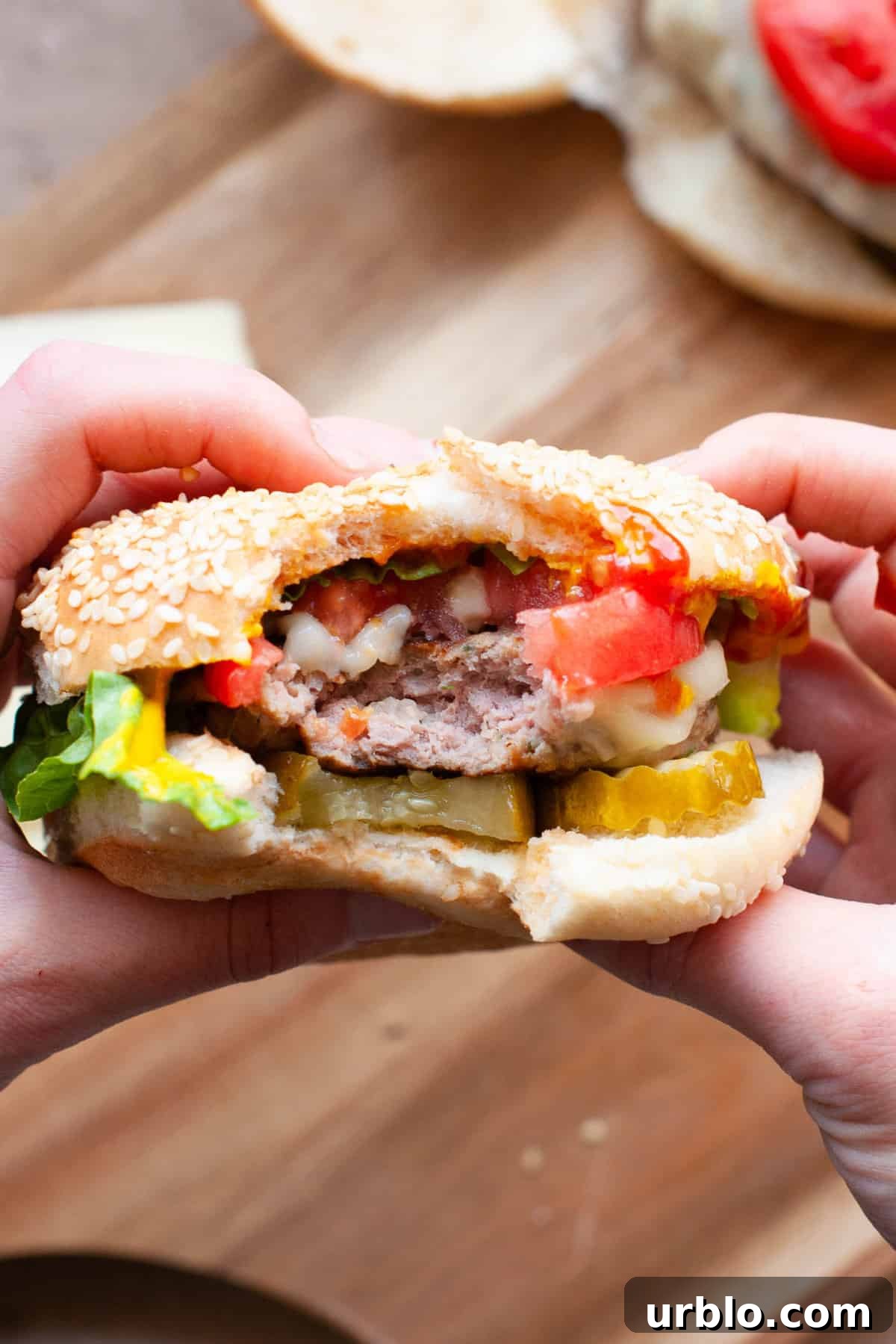 Juicy Turkey Burger Recipe with Simple Ingredients and Tips 3 bite inside turkey burger