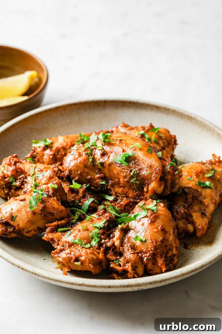 Cooked Chicken Thighs ready to eat.