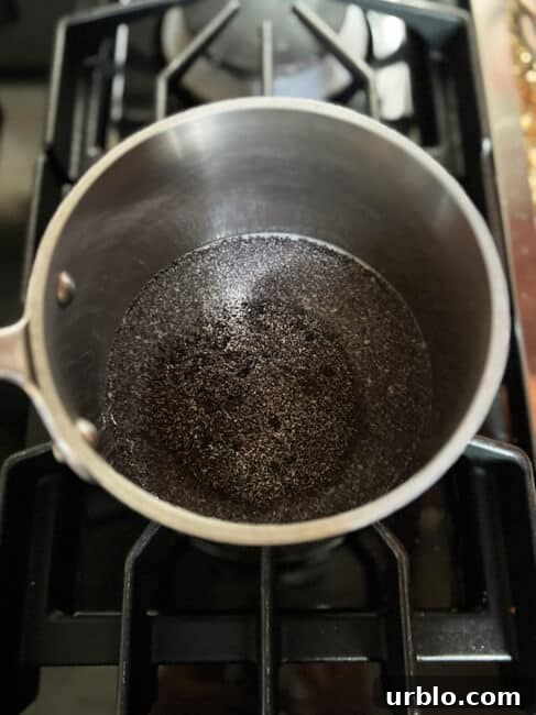 Poppy seed filling ingredients in the pot ready to heat up.