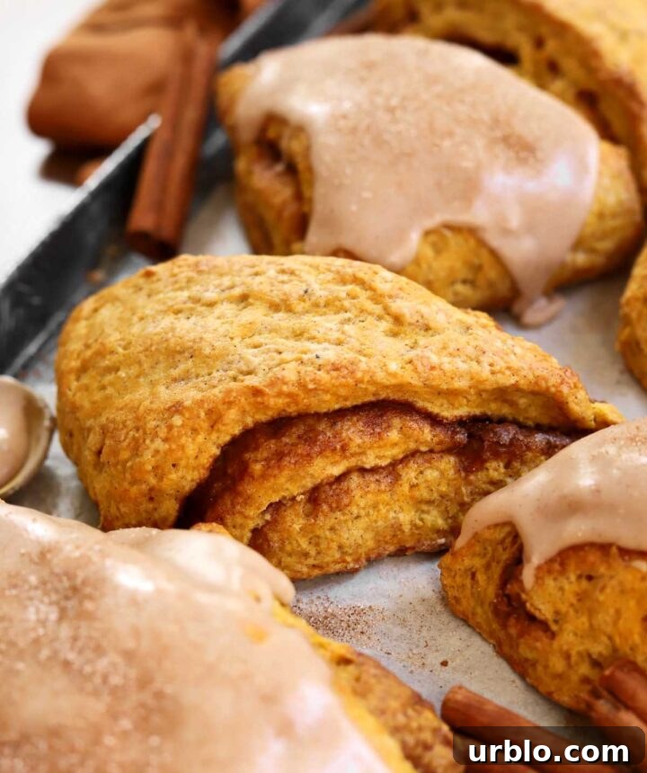 cinnamon swirl pumpkin scones on baking tray