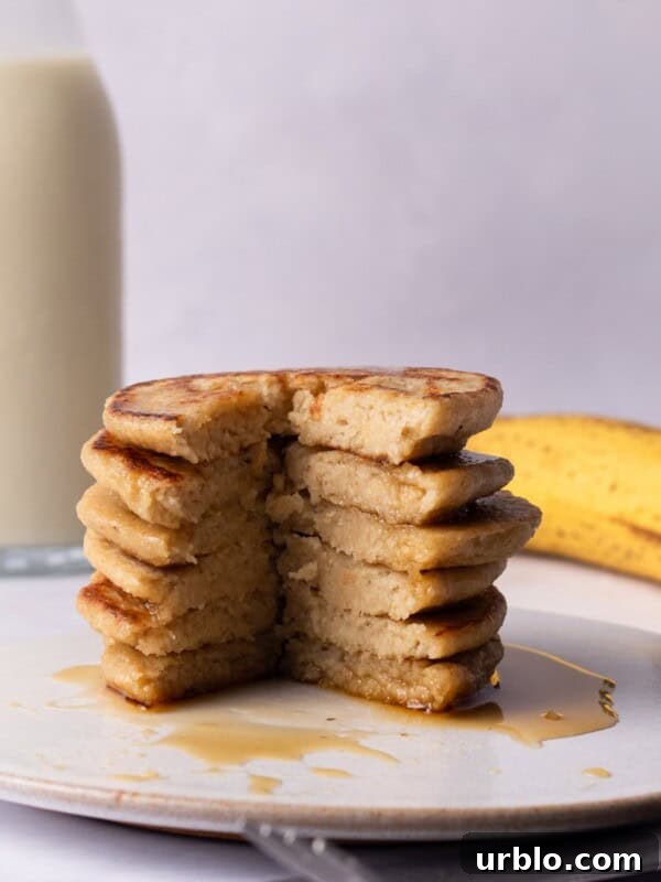 Banana Oat Pancakes served on a plate.