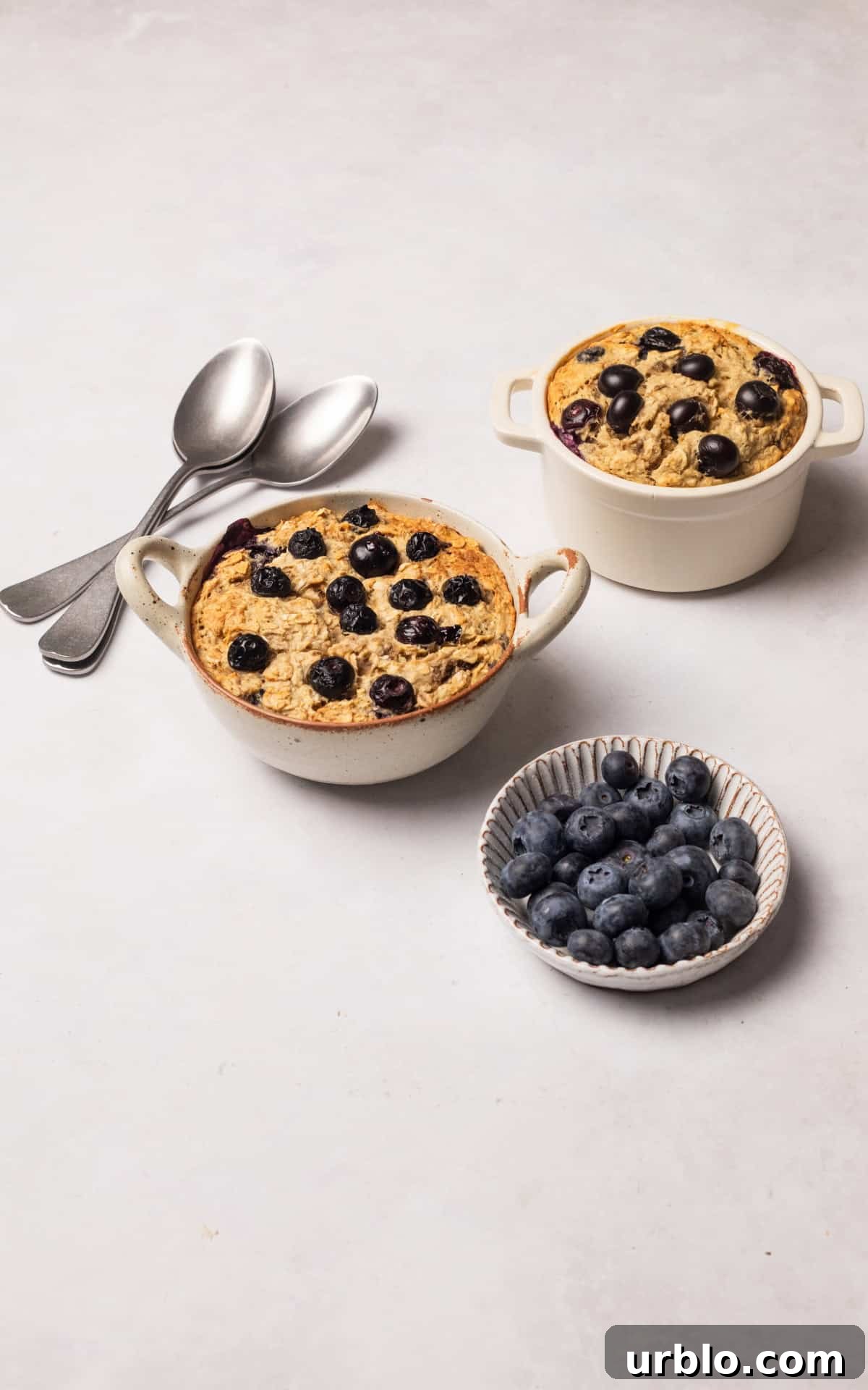 banana baked oatmeal with blueberries.