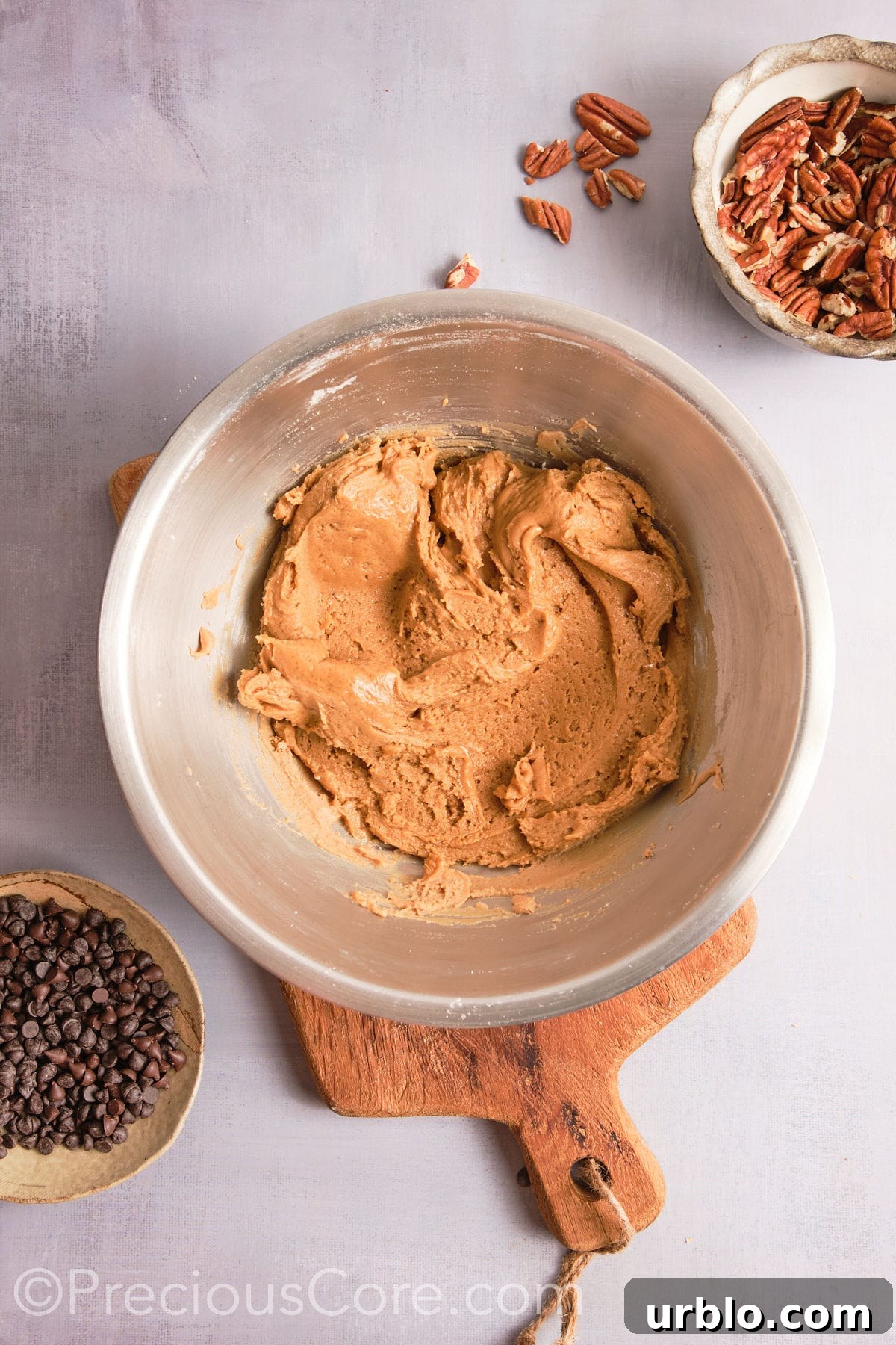 Browned butter cookie dough with dry ingredients added in.