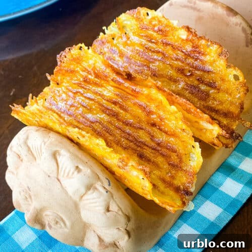 Cheese Taco Shells made on the Blackstone Griddle Grill