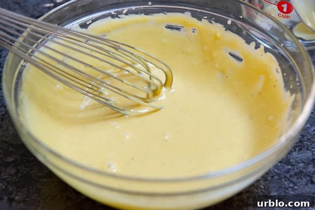 Homemade Caesar Dressing - Freshly Whipped in Mixing Bowl