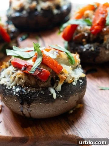 close up Italian stuffed mushrooms
