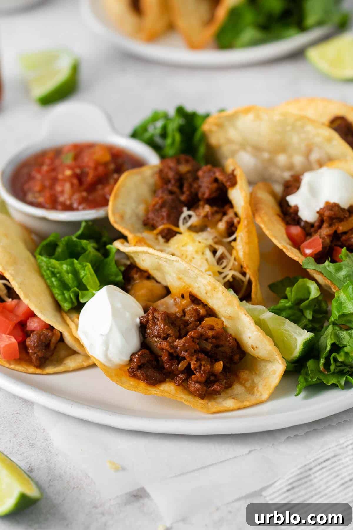 Gluten-free tacos and salsa on a plate.