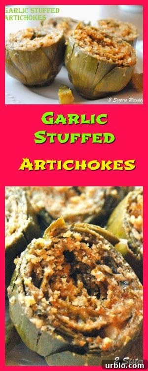 A tray of food with Artichokes and Garlic.