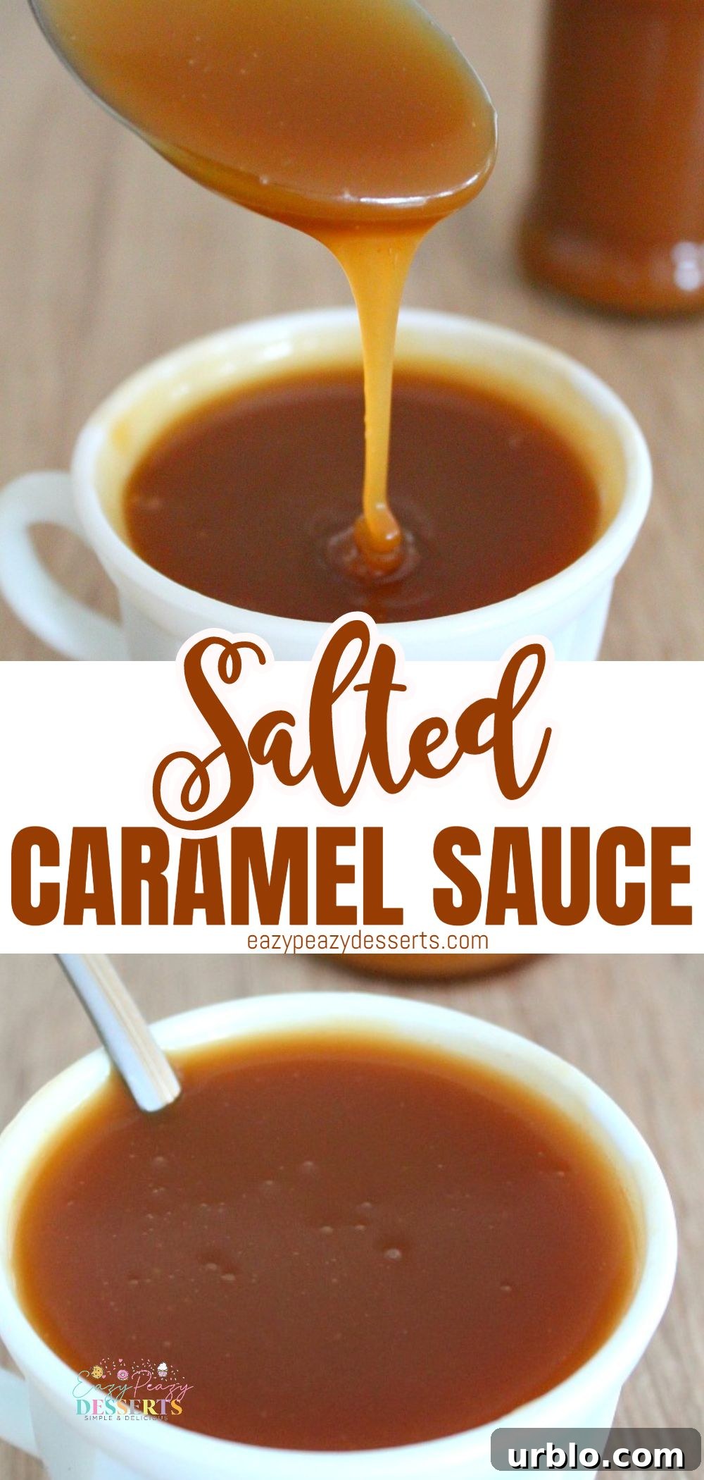 Photo collage of salted caramel sauce