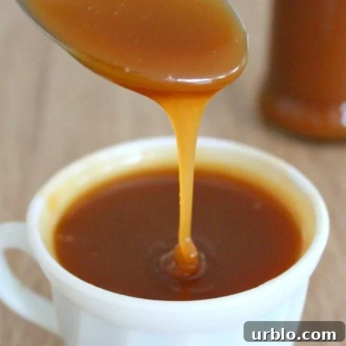 Close up image of easy salted caramel sauce
