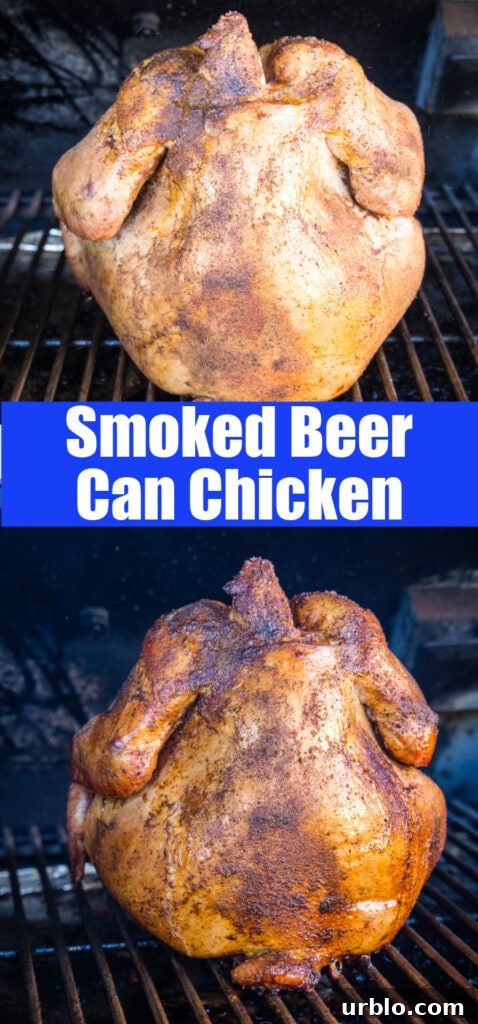 close up smoked beer can chicken