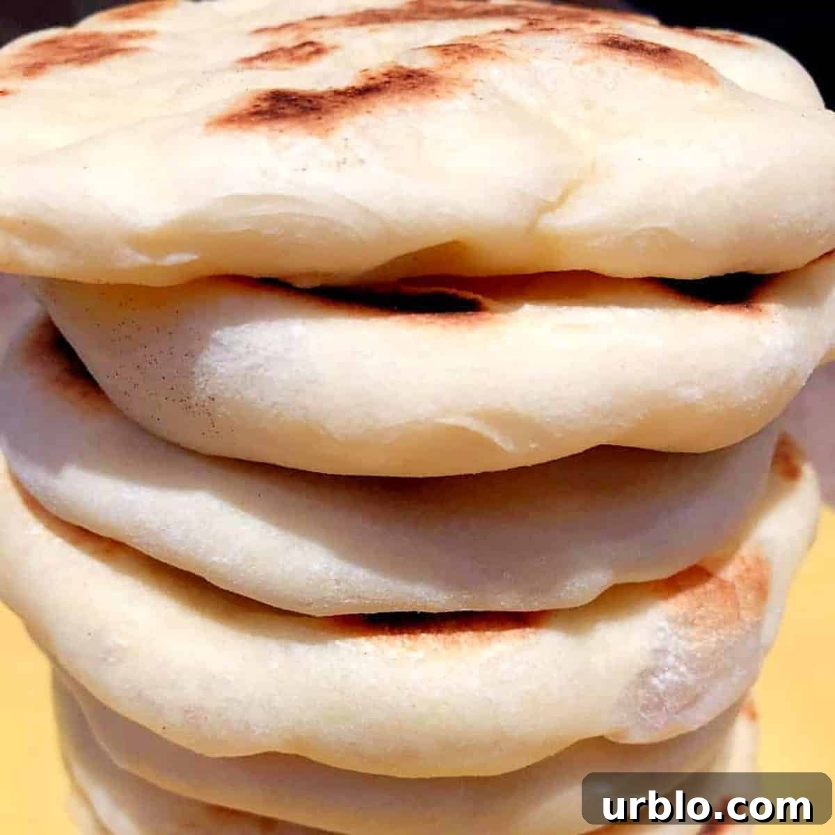 staked homemade pita bread.