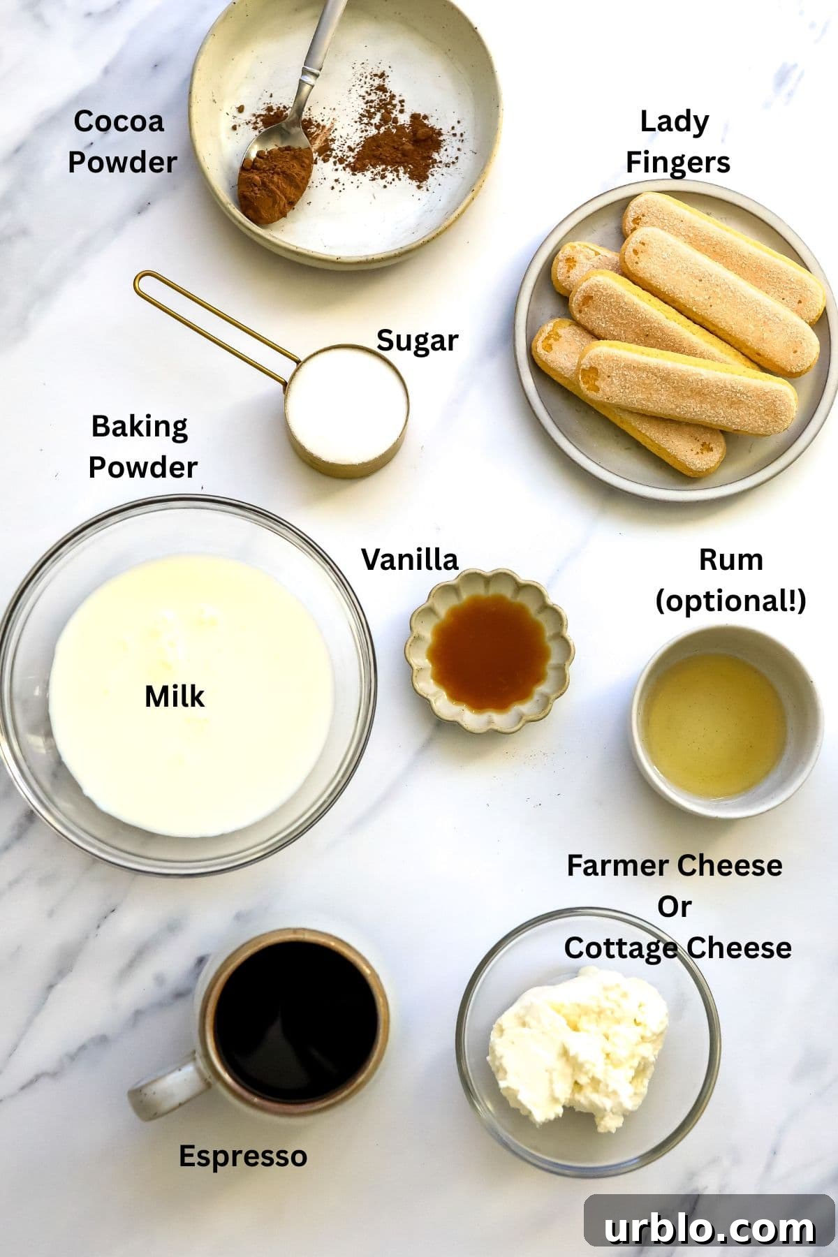 All the ingredients to make this recipe on a white counter.