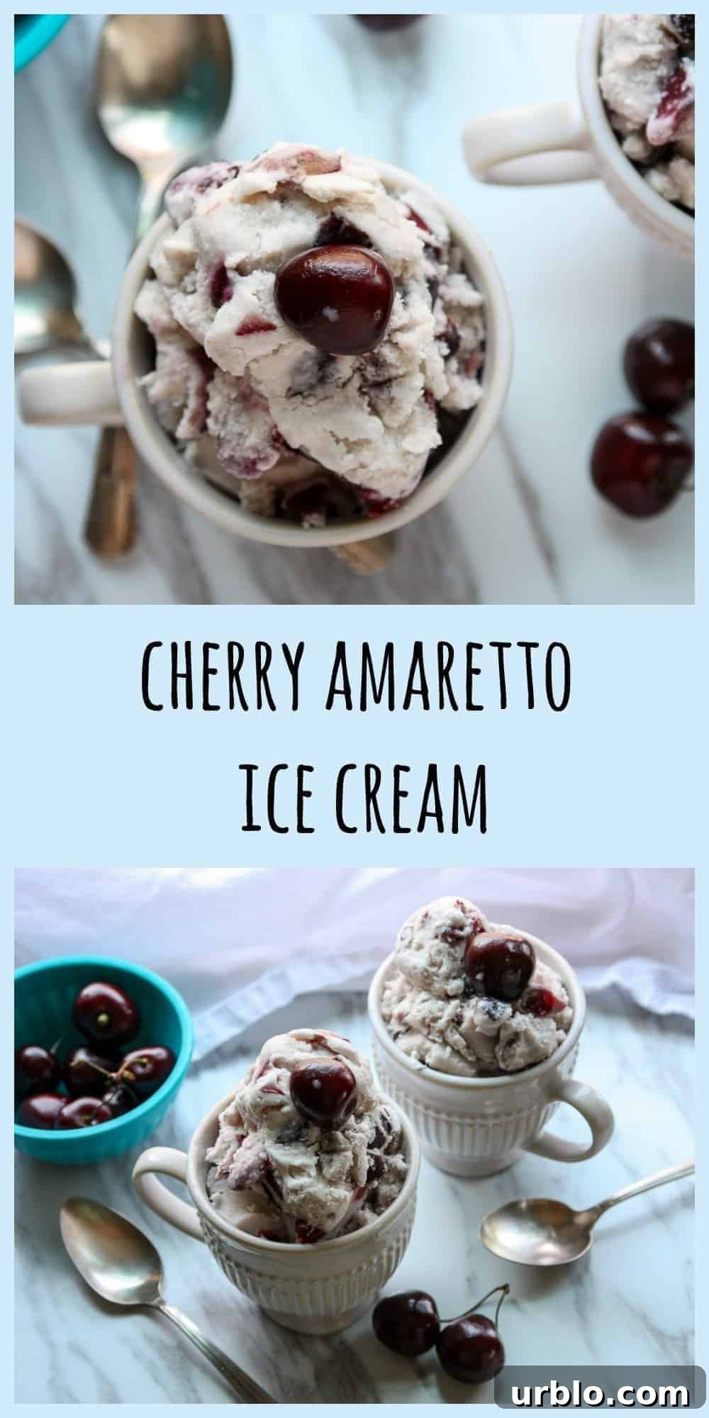Homemade Cherry Amaretto Ice Cream Recipe 9 Ice cream in a white dish.