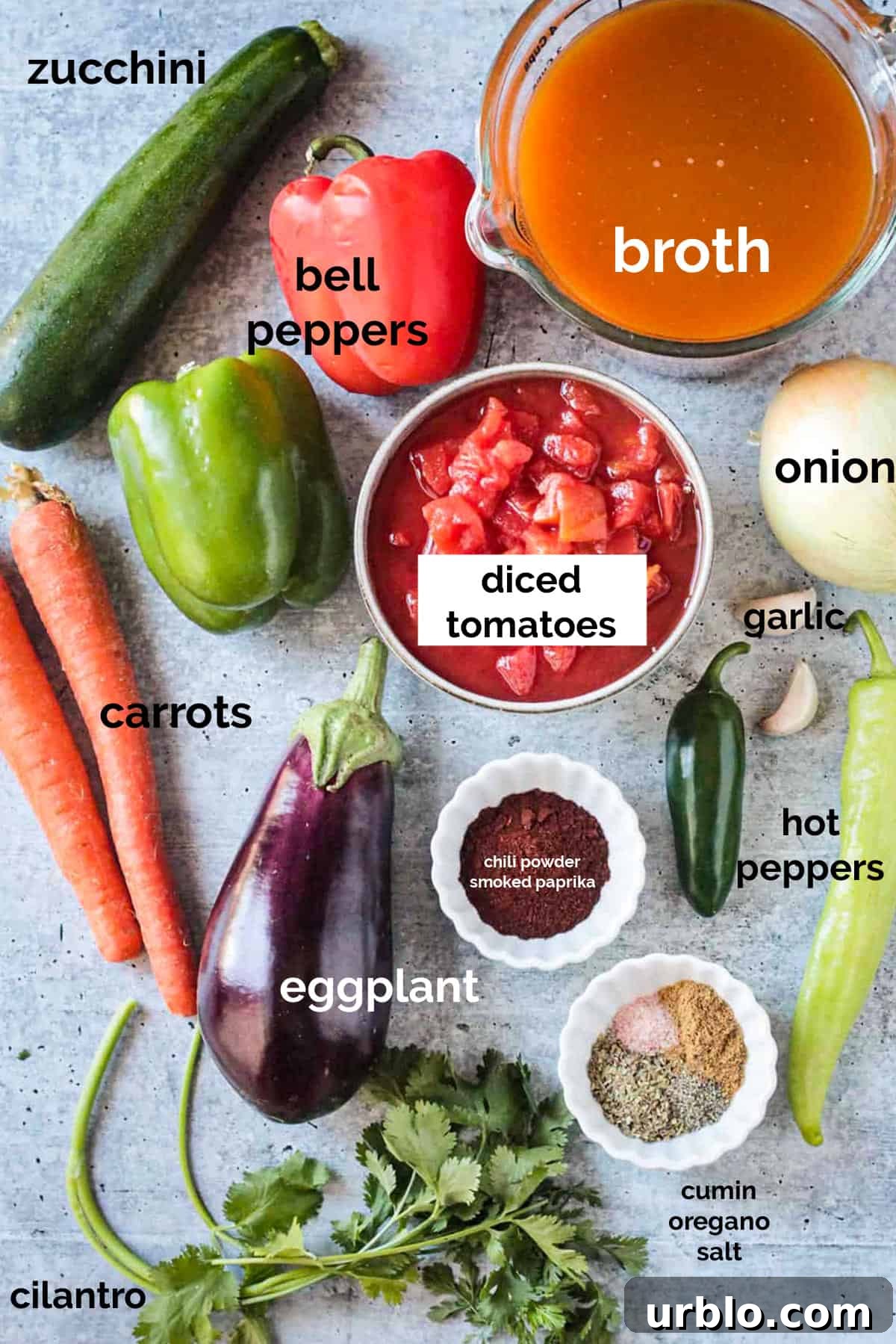Recipe ingredients arrayed in individual bowls.