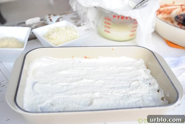 layer of ricotta cheese