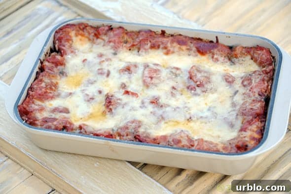 baked lasagna in a baking dish