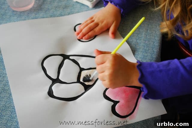 using watercolors with black glue