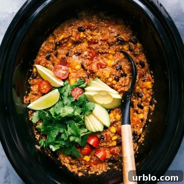 Crockpot quinoa enchilada freshly made.