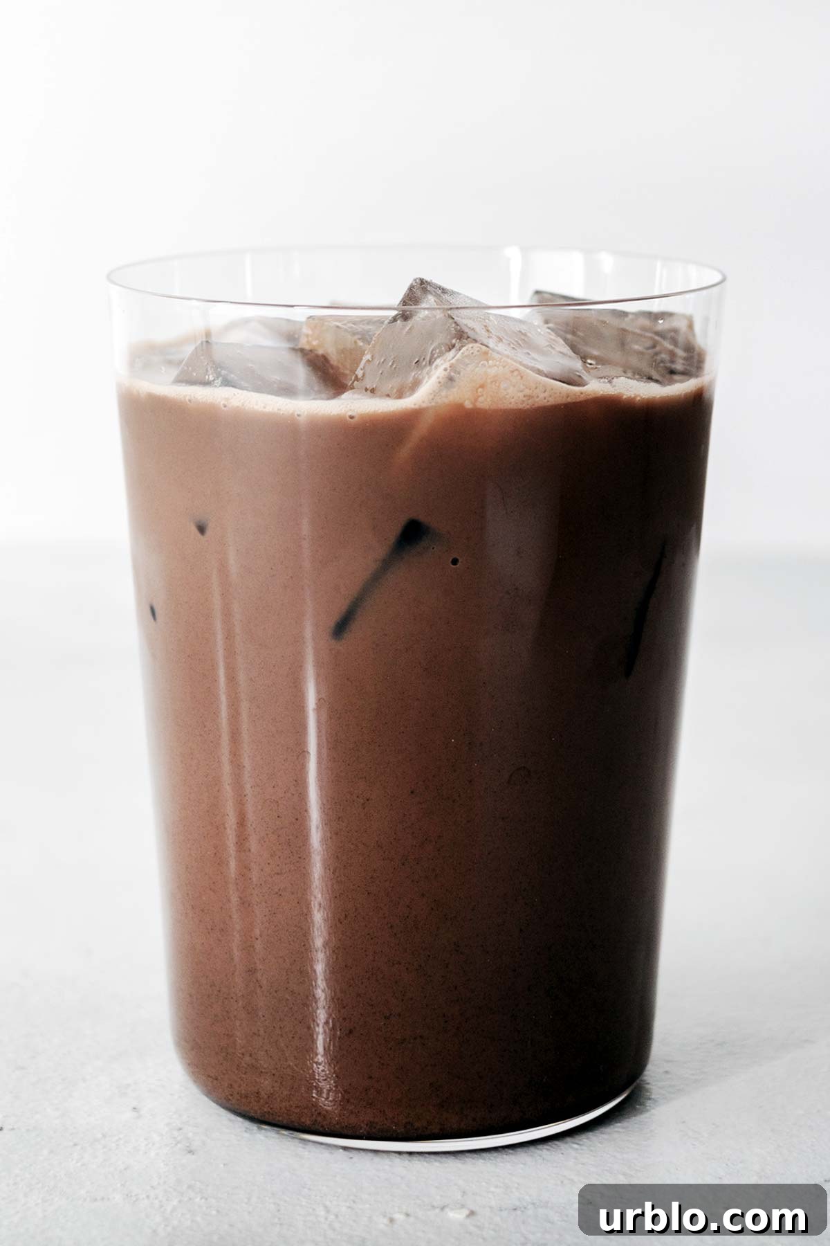 Iced mocha in a cup.