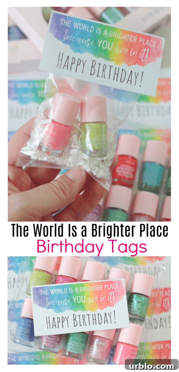 Printable Nail Polish Birthday Gift Tags for Party Favors 2 printable birthday tags for young women