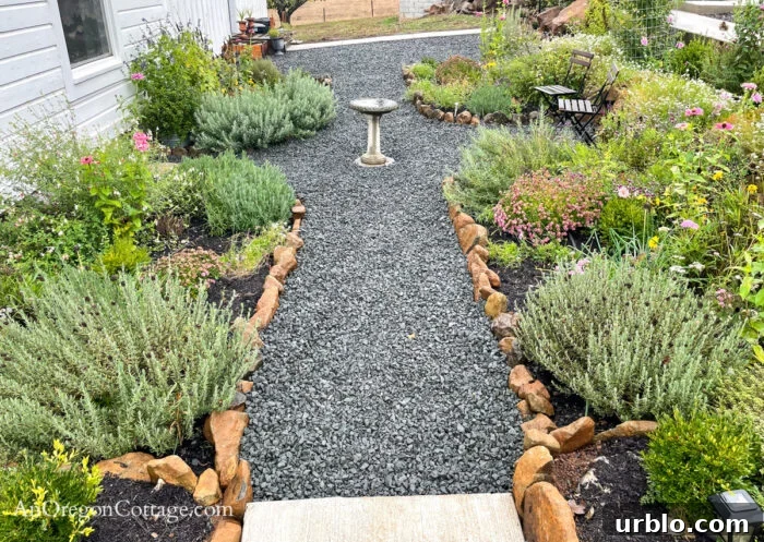 gravel sunken garden paths towards back door-11-22