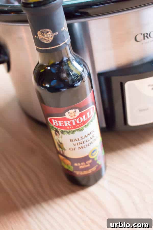 Bottle of Bertolli Balsamic Vinegar.