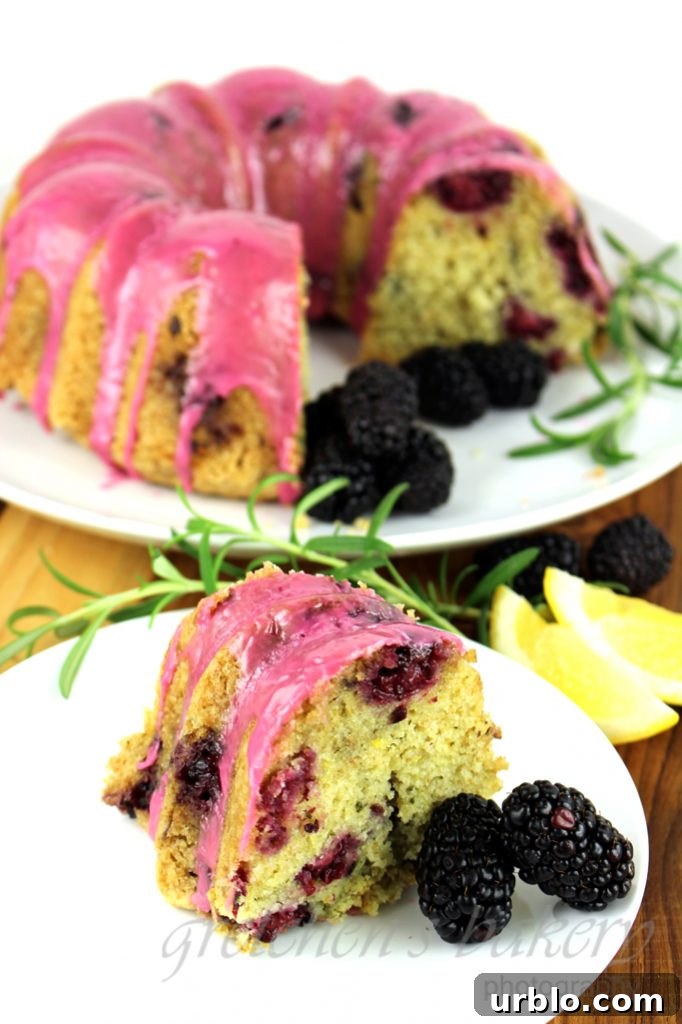 Rosemary Scented Blackberry Lemon Bundt Cake