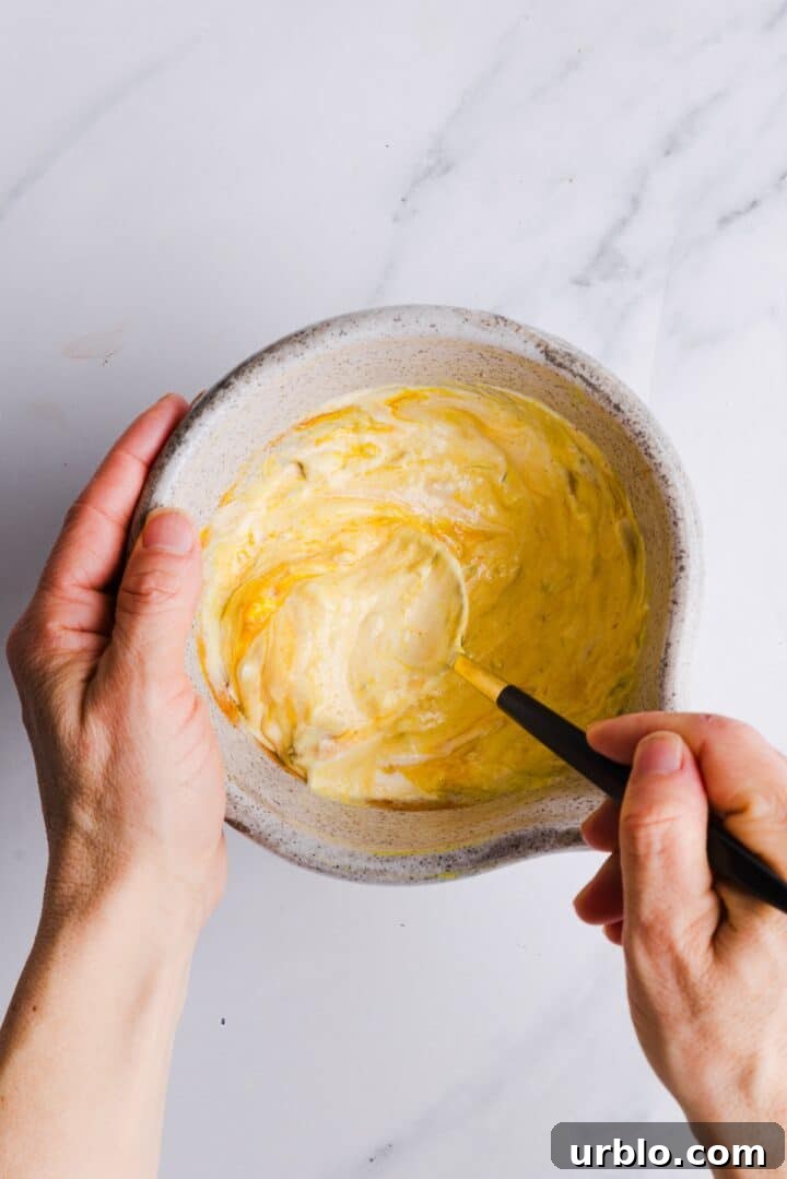 Healthy burger sauce recipe being mixed in a small bowl