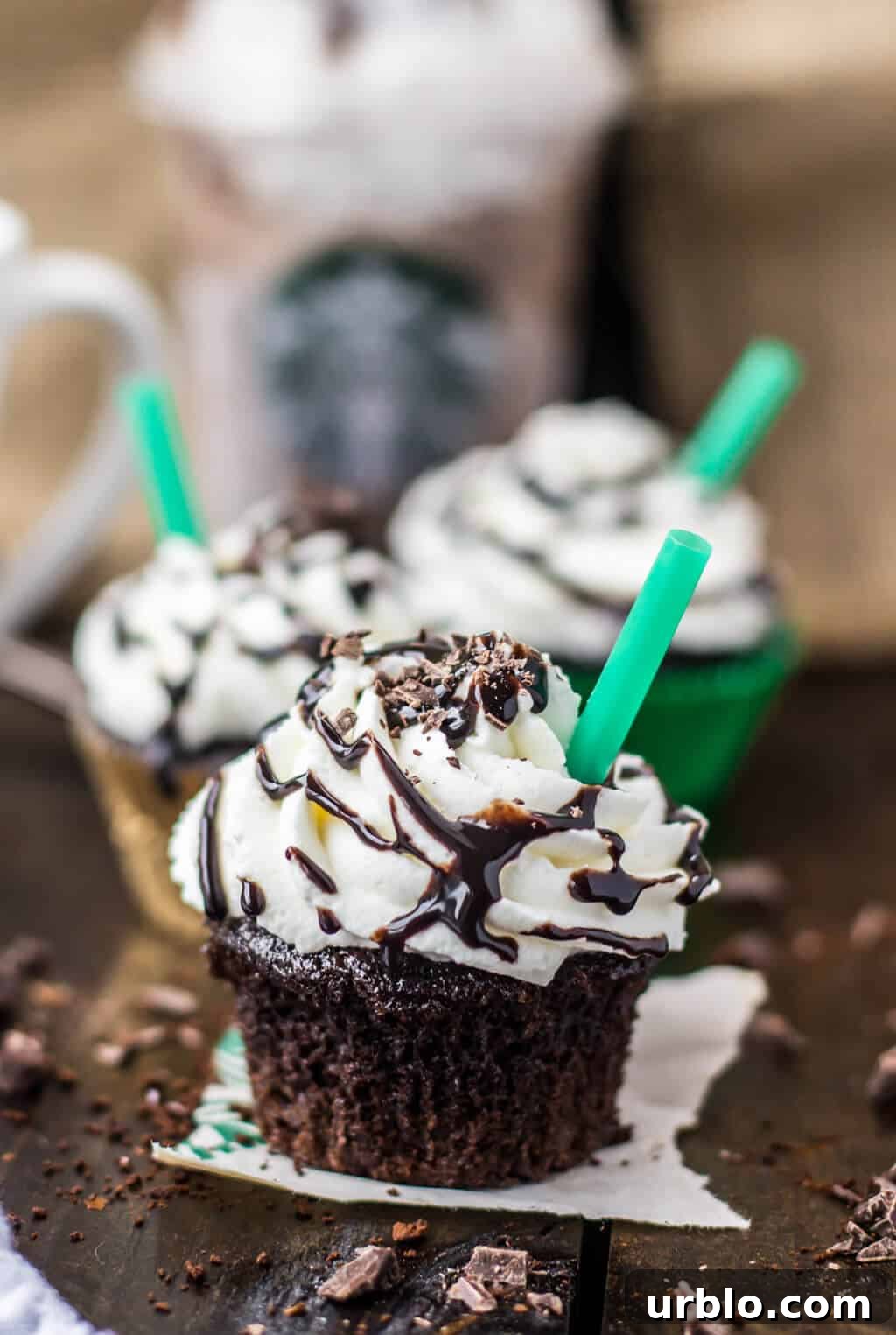 Copycat Starbucks Double Chocolate Chip Frappuccino CUPCAKES