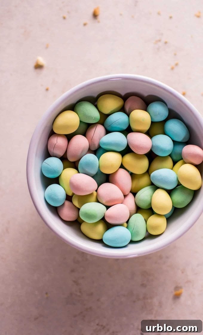 a bowl of Cadbury mini eggs