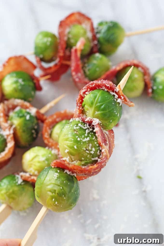 sprout skewers covered in parmesan