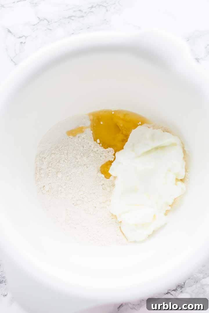 Flatbread ingredients in a white bowl