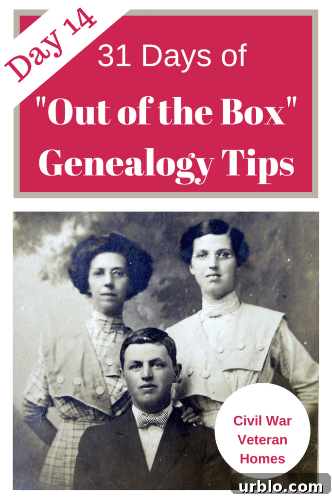 Look for genealogy clues to your ancestor "outside the box" in civil war veterans homes records. You may be surprised at what you find. #genealogy #genealogytips #civilwar #ancestors