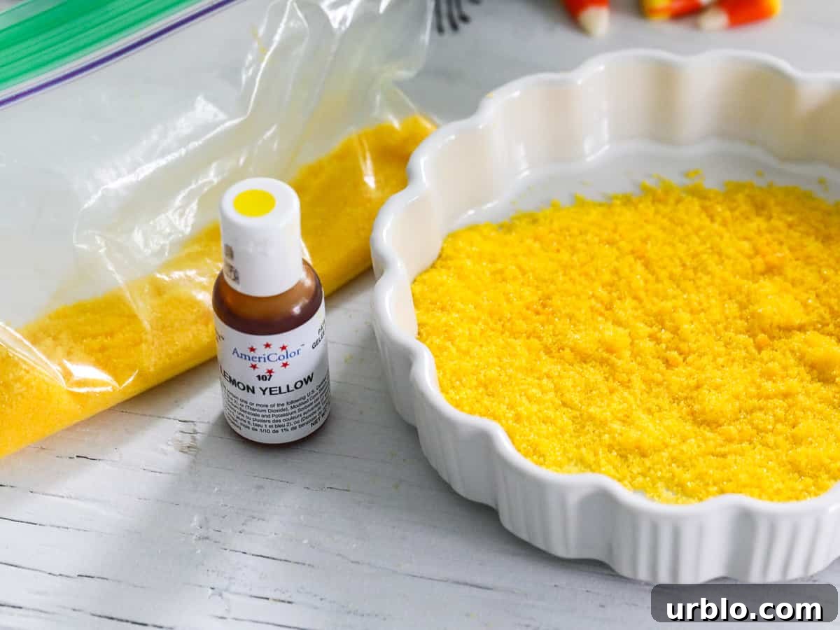 Making yellow sugar to rim martinis