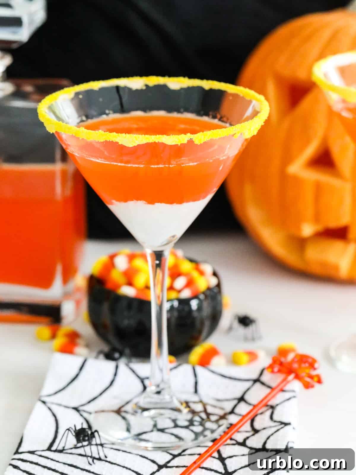Candy corn martini with candy corn vodka