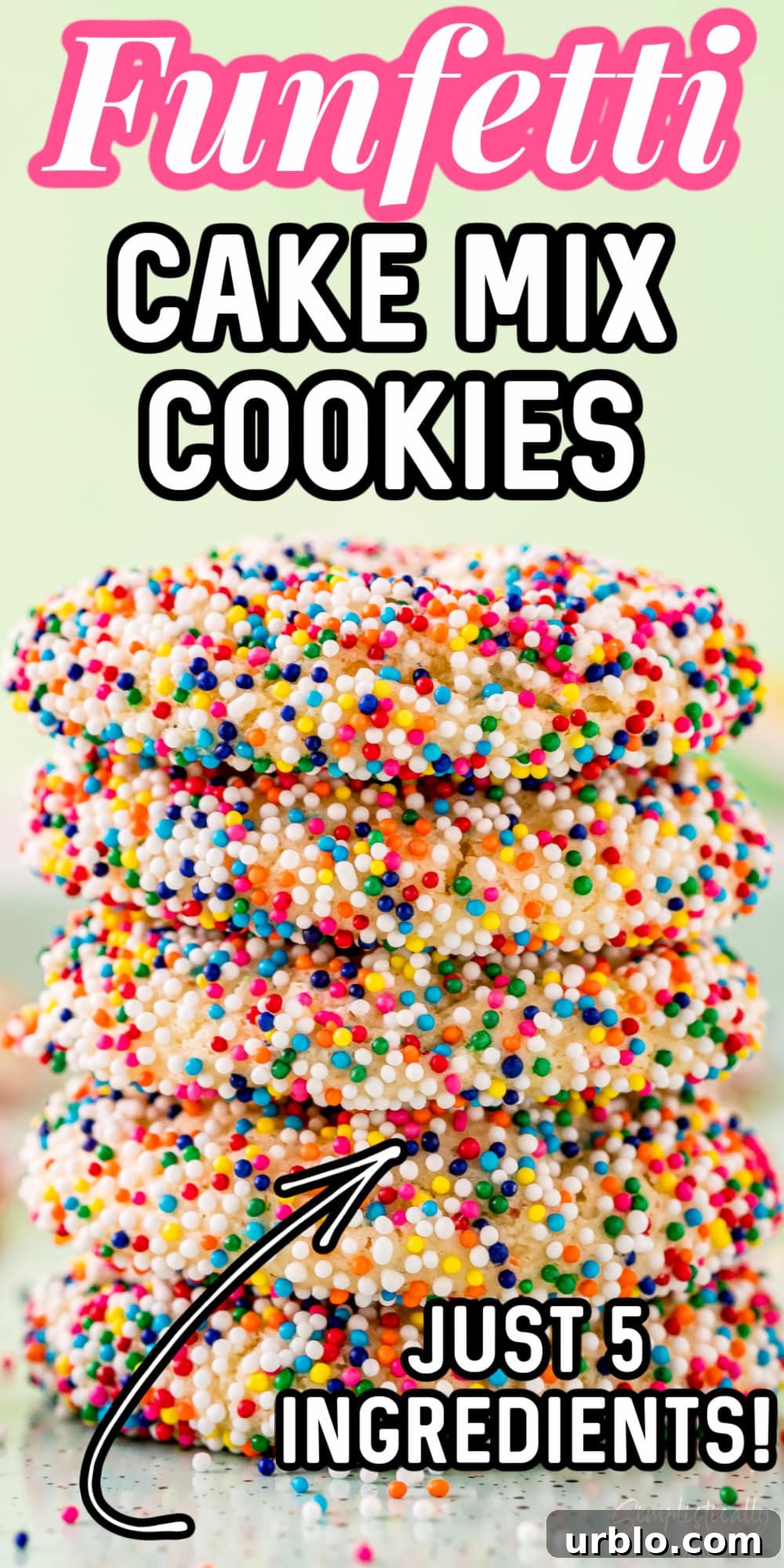 funfetti rainbow sprinkle cookies stacked 