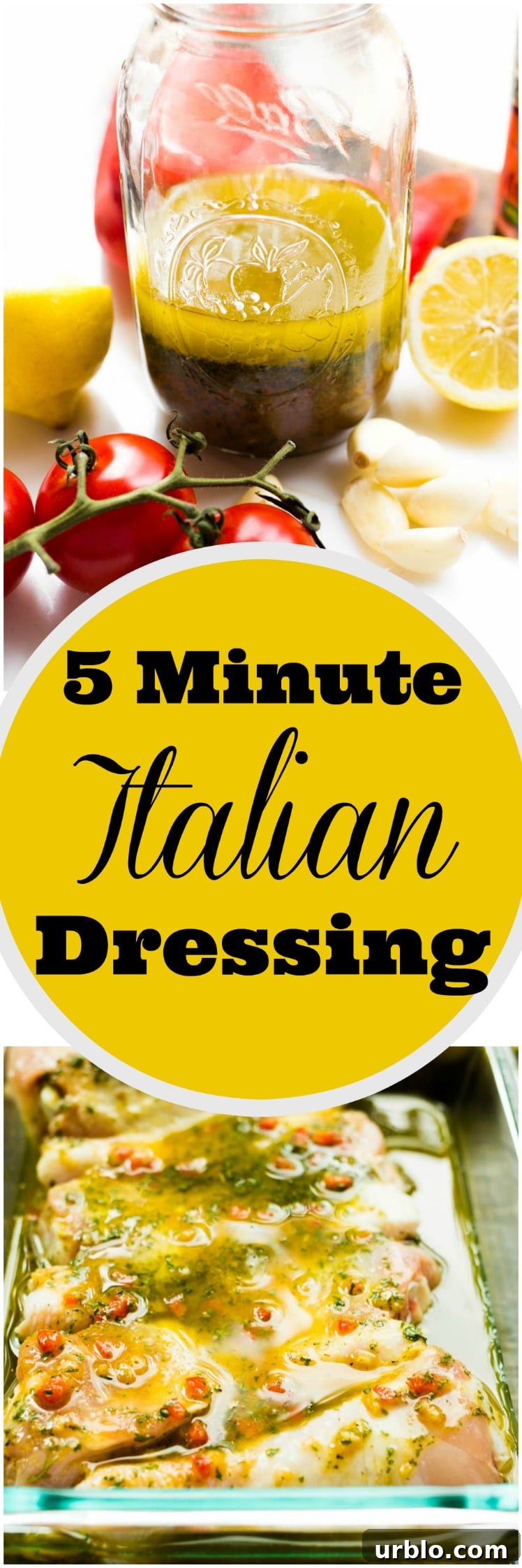 Forget the store-bought, bottled stuff! Create your own homemade Italian dressing in only 5 minutes! Preservative free and loaded with flavor! Perfect as a topper for crunchy greens or as a marinade for chicken or grilled veggies!