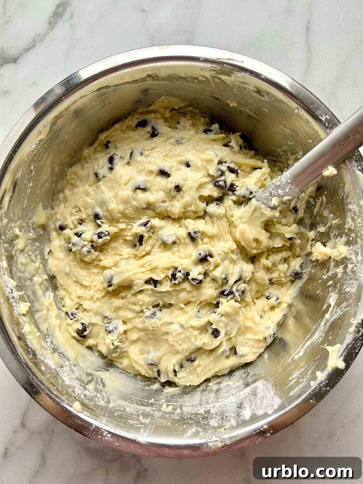 mixed muffin batter in bowl