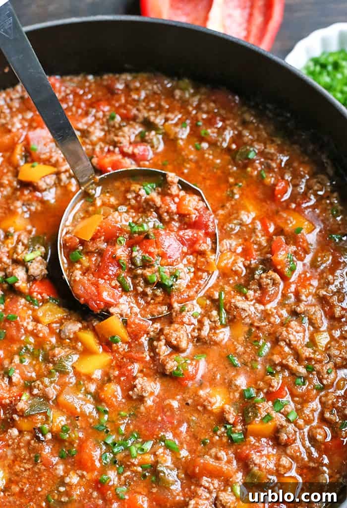 Stuffed pepper soup in a bowl