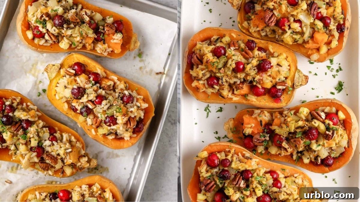 Butternut Squash Recipes: Soups, Sides & Cozy Seasonal Meals 9 Stuffed butternut squash with wild rice and apples