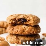 vegan oatmeal cookies stacked with a bite shot