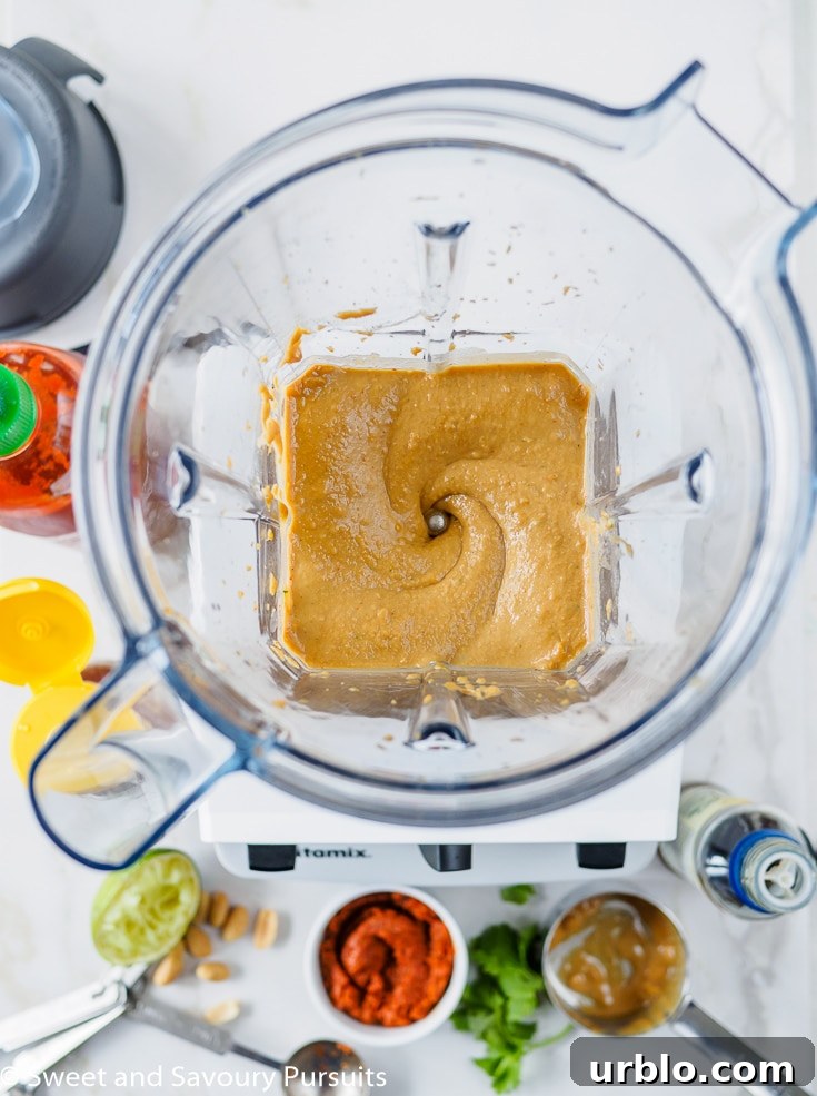 Peanut Sauce being made in blender.